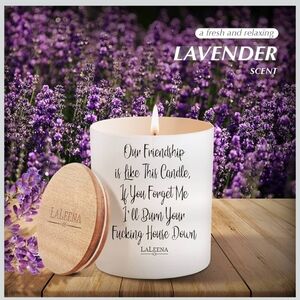Candle "Our Friendship is like This Candle" Lavendar Scent with Wooden Lid NIB